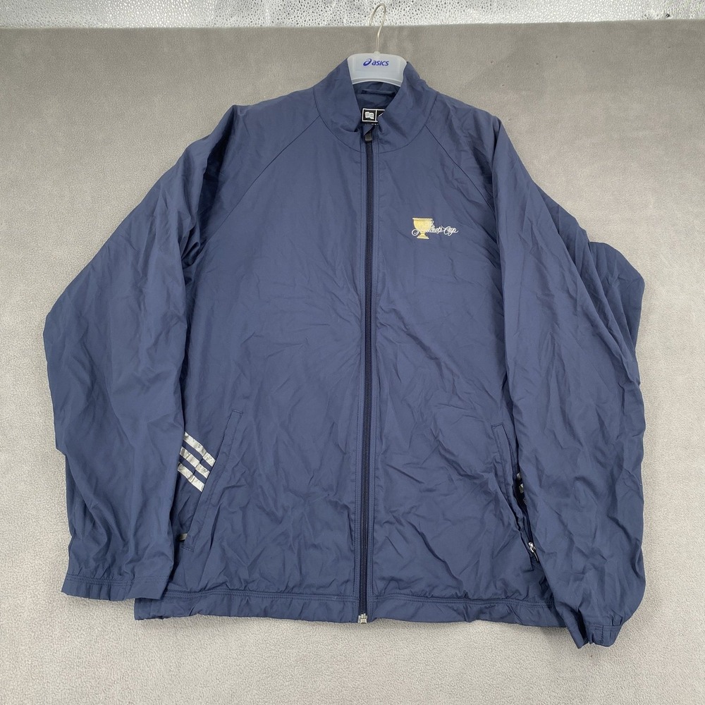Adidas Golf Mens Presidents Cup Windbreaker Jacket Navy Blue Full Zip Large